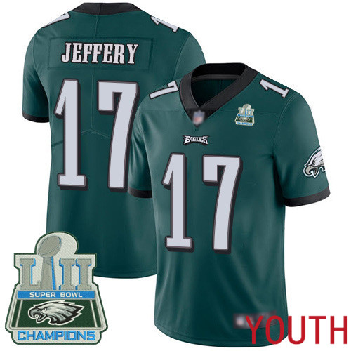 Youth Philadelphia Eagles #17 Alshon Jeffery Midnight Green Team Color Vapor Untouchable NFL Jersey Limited 100th->youth nfl jersey->Youth Jersey